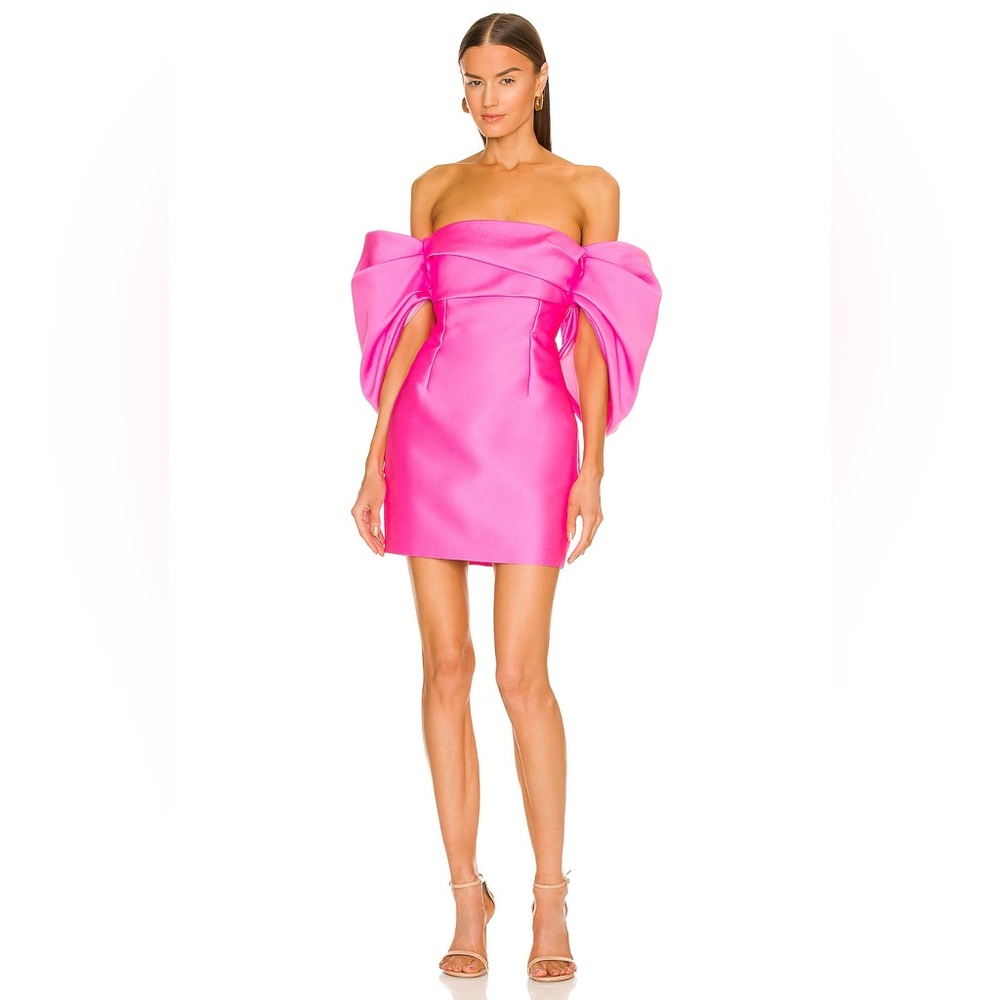 Solace London Elina puff-sleeve satin mini dress